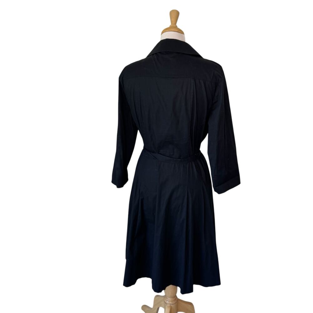 BODEN Belted Button Front V Neck A Line Shirt Dress Black size 14R - Picture 2 of 7